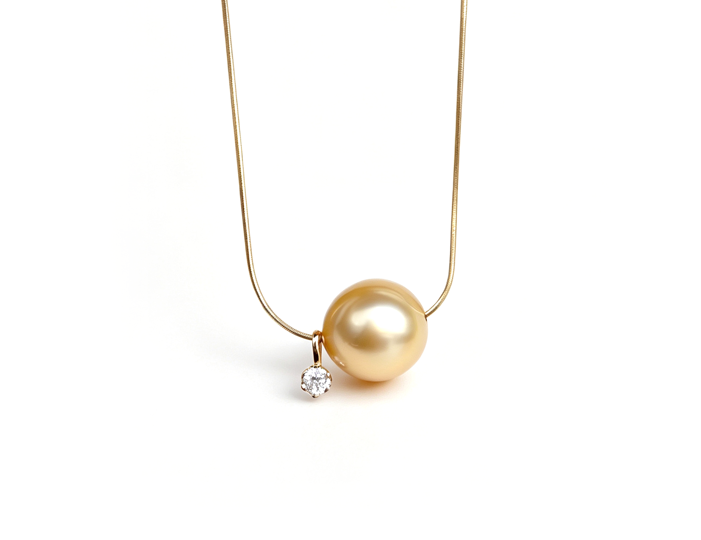 South sea golden pearl snake chain necklace
